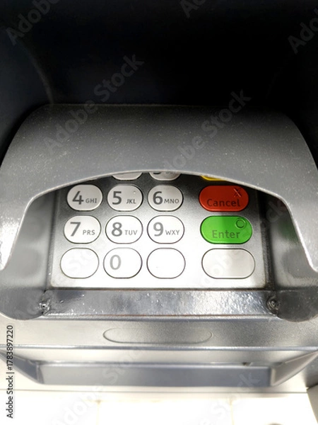 Fototapeta a numeric keypad on an atm machine