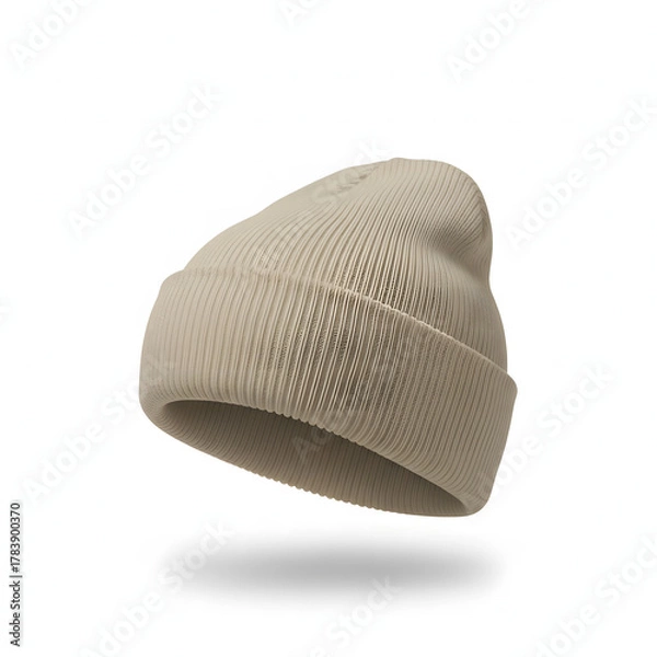 Obraz  beanie hat is showcased against a pristine white background for design mockup purposes