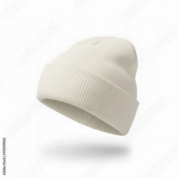 Obraz  beanie hat is showcased against a pristine white background for design mockup purposes