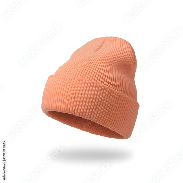 Obraz  beanie hat is showcased against a pristine white background for design mockup purposes