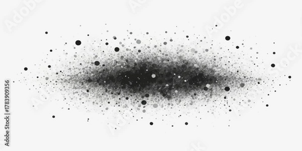 Fototapeta Abstract black ink splat pattern on a wet glass window texture with blue liquid drops