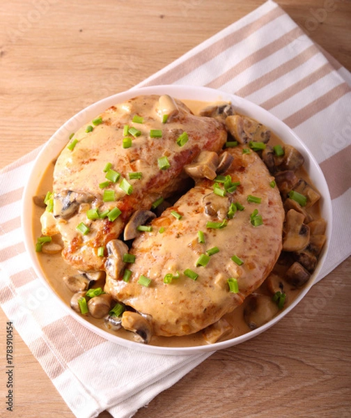 Fototapeta Turkey breast with mushroom
