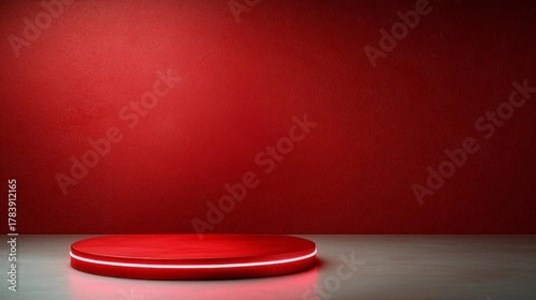 Fototapeta Red Neon Minimal Podium