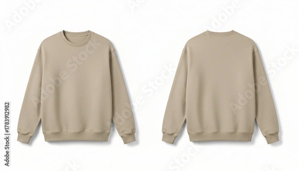 Obraz Front and back view of a Beige sweatshirt mockup
