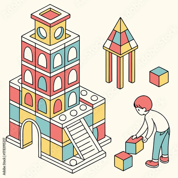 Obraz Maison Building Blocks Vector Set