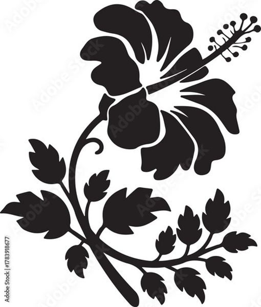 Obraz Elegant hibiscus flower with leaves vector image