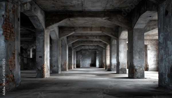 Fototapeta Exploring The Ancient Abandoned Warehouses In The Dungeons Of Riga, Latvia: A Haunting Encounter With History And Decay.