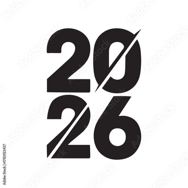 Fototapeta Modern Split Typography 2026 Design | Bold Minimal New Year Poster