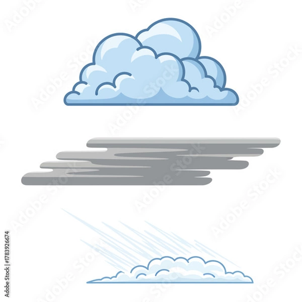Fototapeta Cloud icons symbolizing weather conditions sky backgrounds meteorology concepts vector elements