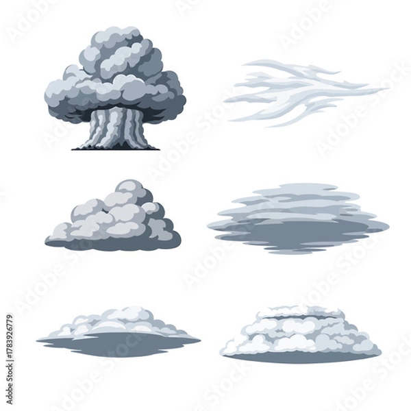 Fototapeta Cloud illustrations set graphic resources