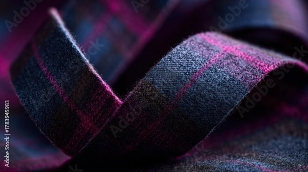Fototapeta Wool tartan fabric texture macro detail