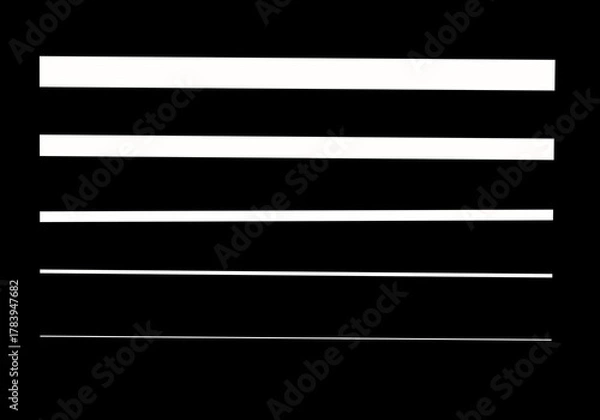 Obraz White parallel horizontal lines. White line set with different thickness.