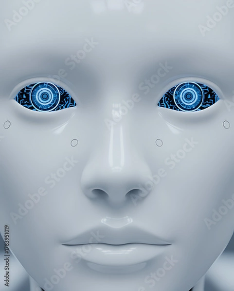 Fototapeta Visage de robot futuriste en gros plan