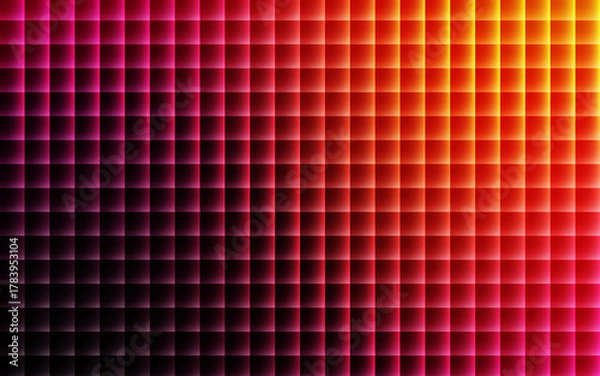 Fototapeta Abstract grid pattern with pink to orange gradient glow background squares