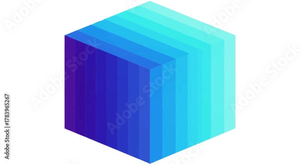 Fototapeta Stunning isometric cube illustration with vibrant blue hues, perfect for modern design projects and technology visuals, originally a scalable vector graphic
