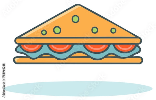 Obraz Triangle Sandwich Illustration with Tomato, Cheese and Bread for Lunch or Snack