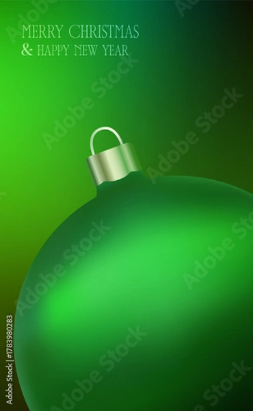 Fototapeta Bright green ball against soft gradient background evokes festive cheer.