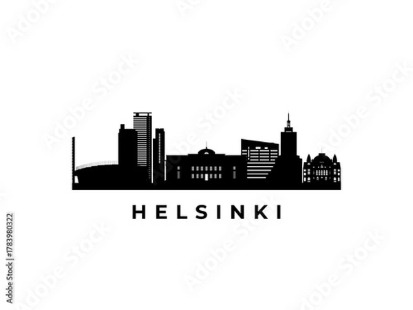 Fototapeta Vector Helsinki skyline. Travel Helsinki famous landmarks. Business and tourism concept for presentation, banner, web site.