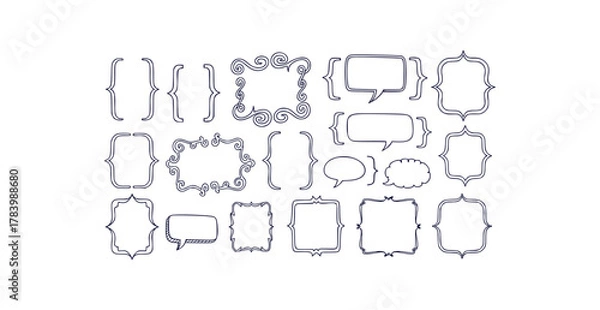 Obraz Hand drawn decorative frames borders and graphic elements for design projects