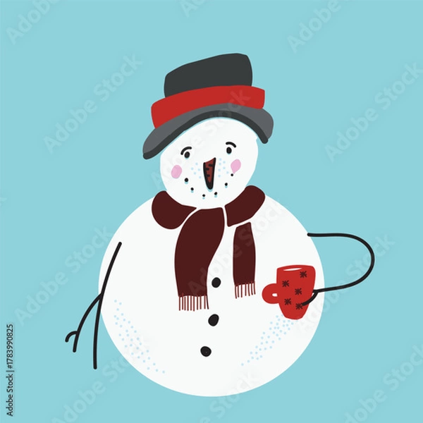 Fototapeta Playful vector illustrations of snowmen with funny winter quotes and sarcastic sayings. Perfect for holiday cards, T-shirts, mugs, posters, and seasonal designs.
