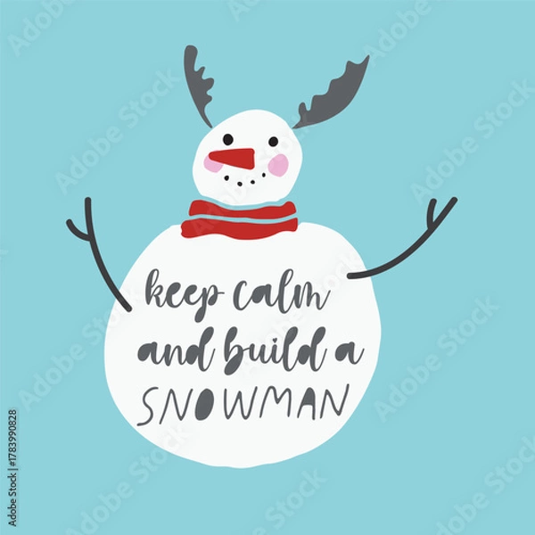 Fototapeta Playful vector illustrations of snowmen with funny winter quotes and sarcastic sayings. Perfect for holiday cards, T-shirts, mugs, posters, and seasonal designs.