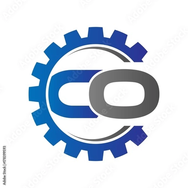 Fototapeta co initial logo vector with gear blue gray