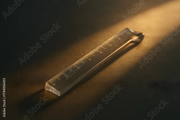 Fototapeta Transparent Ruler in Golden Light – Precision and Measurement Concept