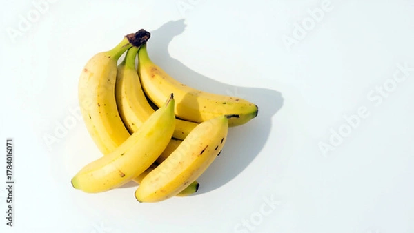 Fototapeta Top View Ripe Yellow Banana Fruit Bunch Still Life Food. Generative AI.