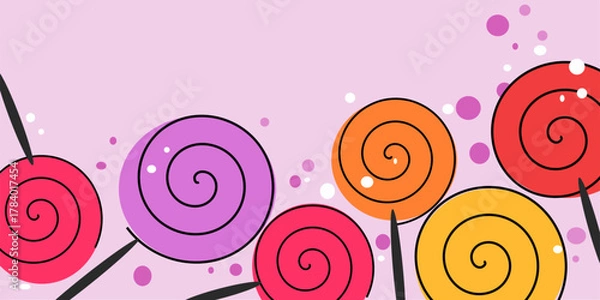 Obraz Candy background with colorful lollipops
