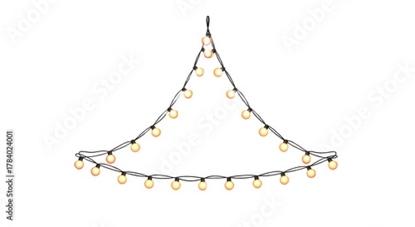 Fototapeta Christmas garland isolated on transparent background. Glowing yellow light bulbs with sparkles. Xmas, New Year, transparent background, cutout