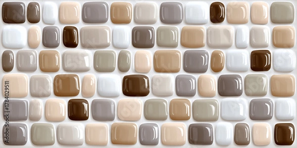 Fototapeta Elegant Taupe Ceramic Tile Texture Background Featuring a Seamless Pattern of Various Shades of Nail Polish in Artistic Arrangement Ideal for Design Projects