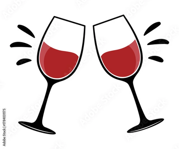 Fototapeta Glass containing red wine alcohol beverage minimalist illustration isolated on white