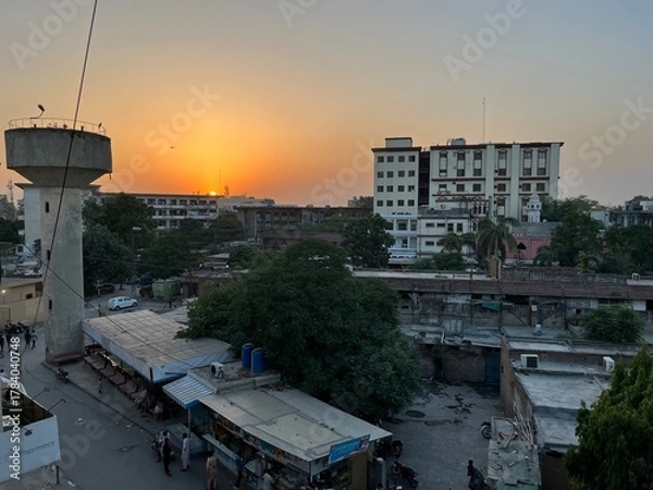 Fototapeta sunset over the bridge