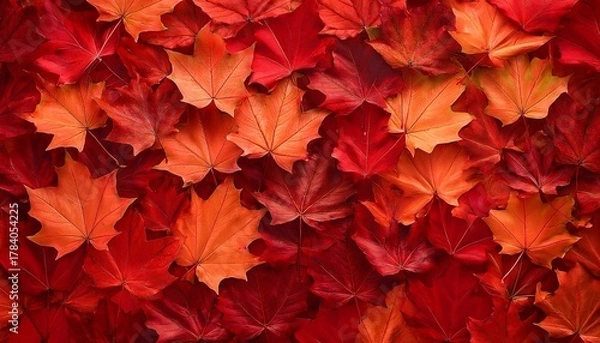 Fototapeta Seamless Pattern Of Red Maple Autumn Leaves