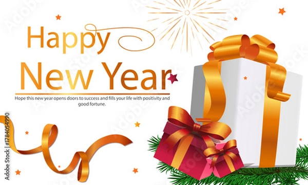 Fototapeta Happy New Year 2026 Minimal Winter Square Postcard Template for Modern Social Media Greetings