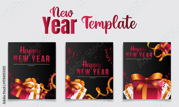 Fototapeta Happy New Year 2026 Minimal Winter Square Postcard Template for Modern Social Media Greetings