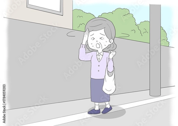 Fototapeta 道に迷うシニア女性2　背景