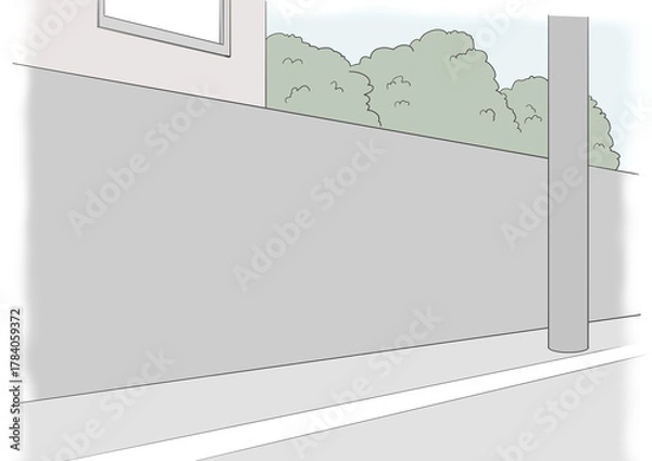 Fototapeta 道　住宅街　道路　イラスト　背景素材