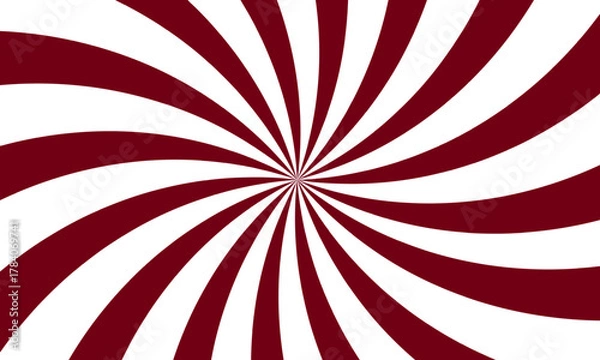 Obraz Red and White Spiral Burst Pattern with Curved Segments on White Background