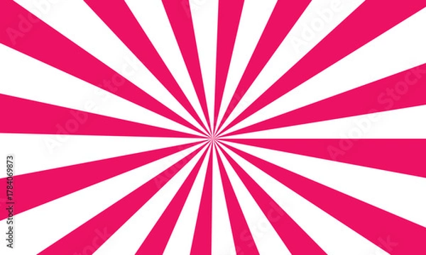 Obraz Red and White Sunburst Pattern with Triangular Rays on White Background