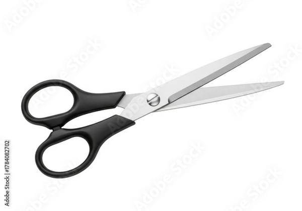 Fototapeta Sharp metal scissors isolated on transparent background