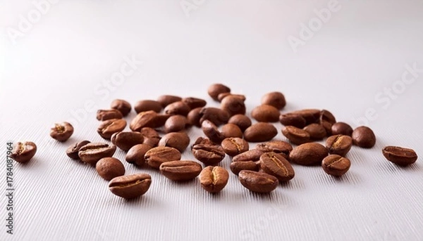 Obraz Ripe Coffee Beans On A Light Background