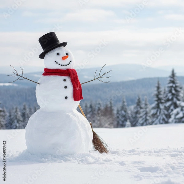 Fototapeta snowman on the snow