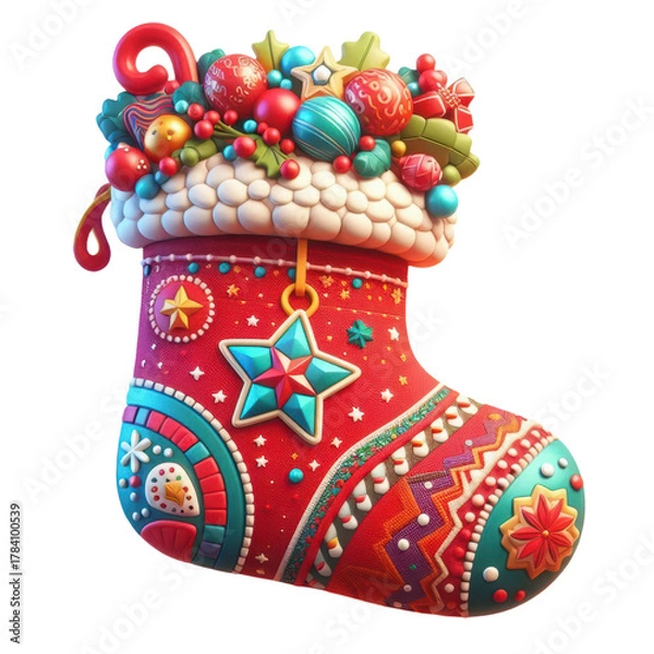 Fototapeta christmas sock isolated on white