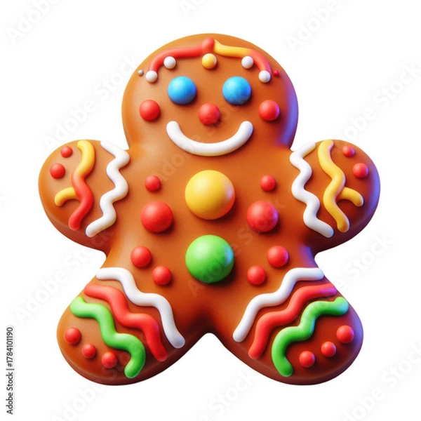 Fototapeta Gingerbread man Christmas cookie isolated on white