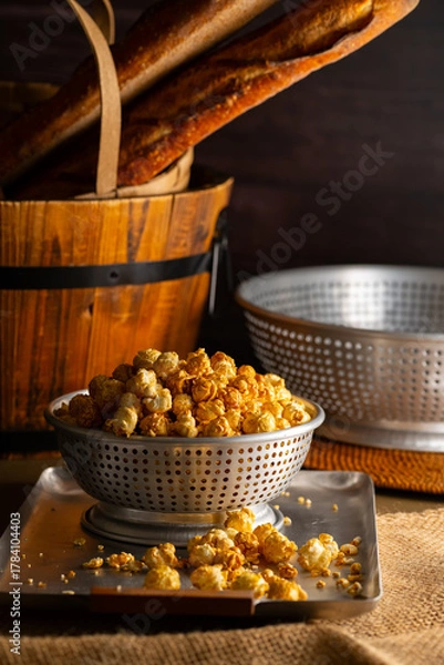 Obraz Caramel Popcorn Close-up.
Close-up photo of caramel-coated popcorn.