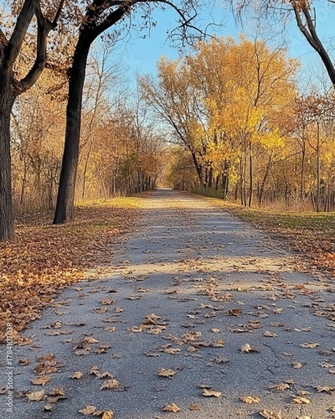 Obraz Autumn path lined with golden trees
