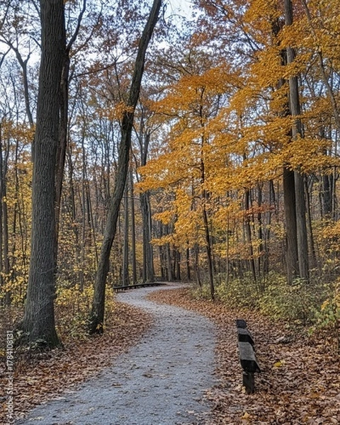 Obraz Autumn path winding through a forest