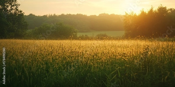 Obraz Golden field at dawn