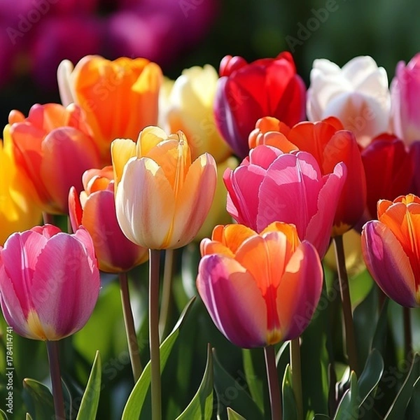 Obraz Vibrant tulips in various colors